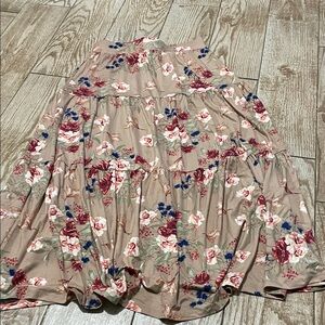 Doublju Floral Skirt with Blue and Pink Accents